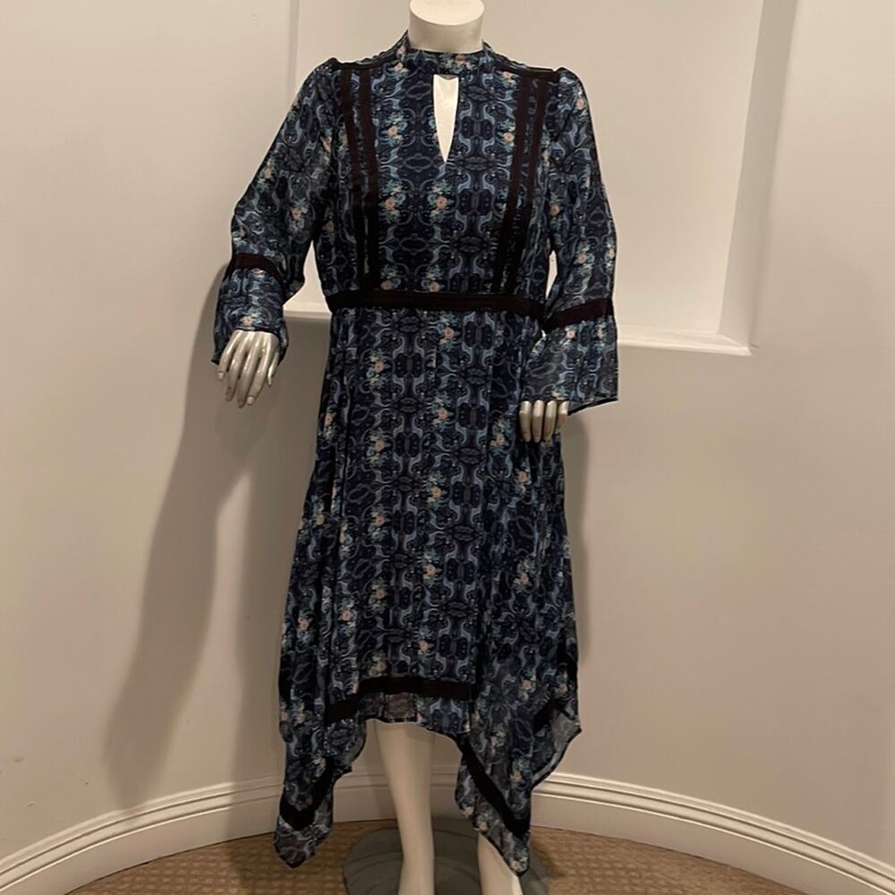 Modcloth Asymmetrical Dress Blue Floral Size 2X BNWOT